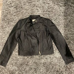Brand New Michael Kors Black Leather Moto Jacket size Small